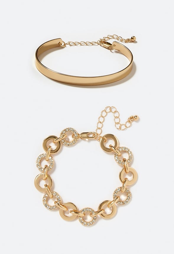 Ada Clean Bangle And Pave Ring Bracelet Set