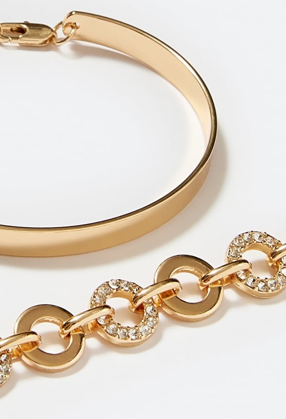 Ada Clean Bangle And Pave Ring Bracelet Set