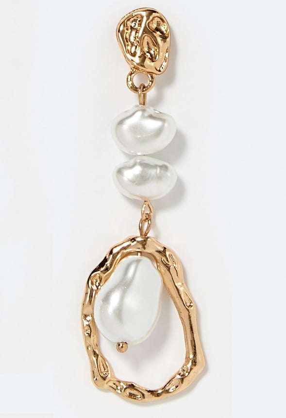 Mia Organic Metal And Pearl Dangle Earrings