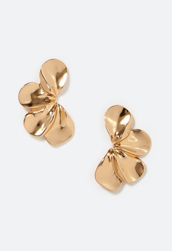 Mya Modern Layered Petals Half Flower Stud Earrings