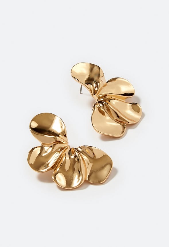 Mya Modern Layered Petals Half Flower Stud Earrings