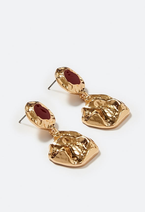 Eden Enamel Top Organic Metal Dangle Earrings