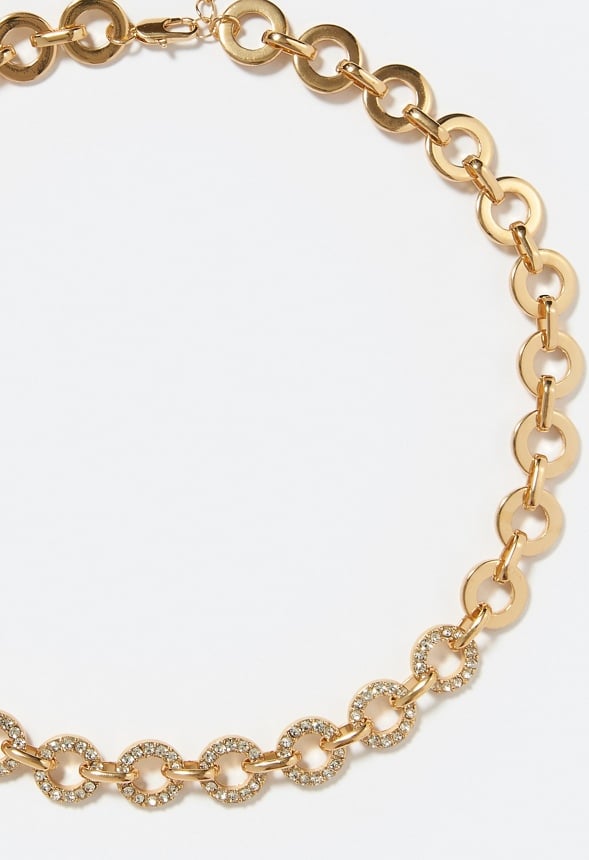 Lexi Pave Rhinestone And Metal Rings Necklace