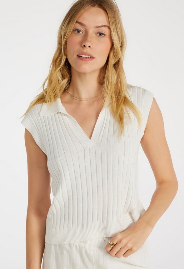Wide Rib Polo Vest